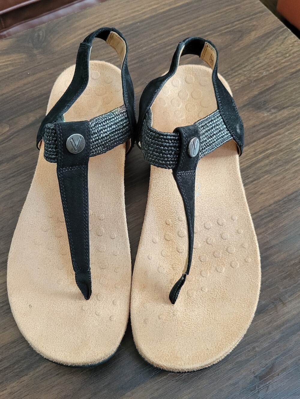 Vionic Black Brea Seude Thong Sandal Women Size 10 Minimal Comfort